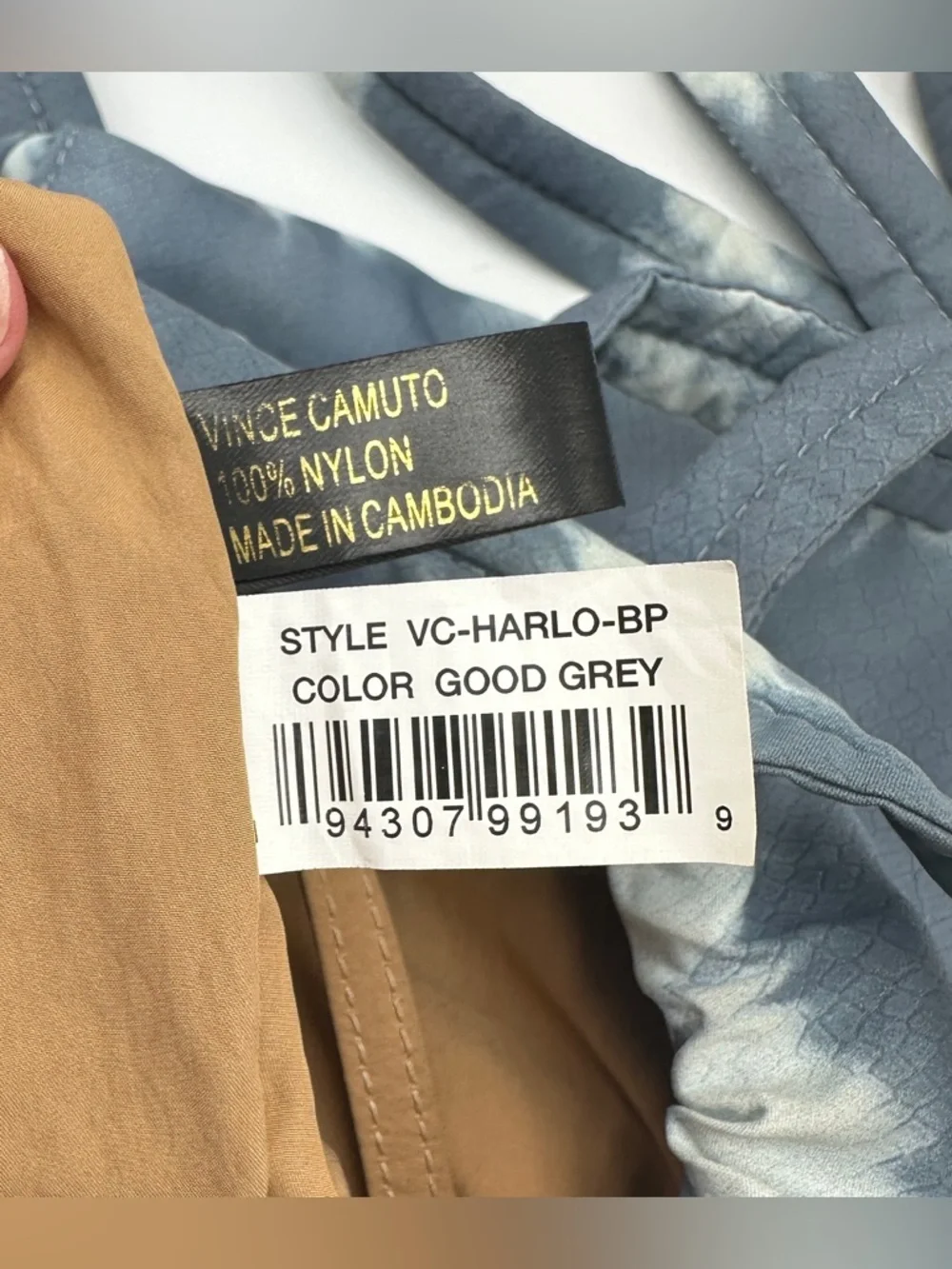 Vince Camuto Harlo Nylon Backpack Good Grey Gray & White Tie Dye